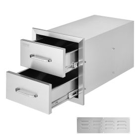 VEVOR Outdoor Kitchen Drawers 14W x 14.3H x 23D Inch, Flush Mount Double BBQ Drawers Stainless Steel with Handle